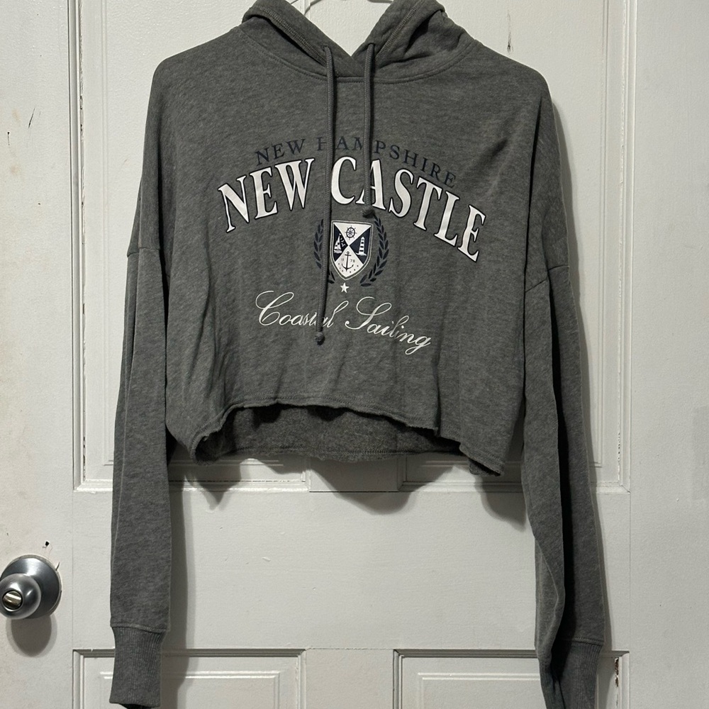 Hollister Gray Cropped Hoodie